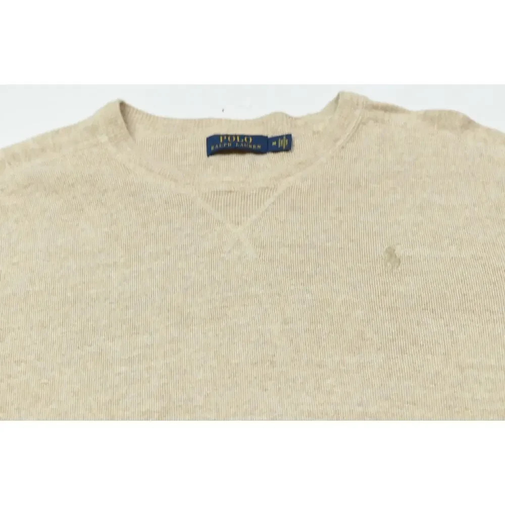 Polo Ralph Lauren Sweatshirt Mens Medium Beige Long Sleeve Crew Neck Pullover